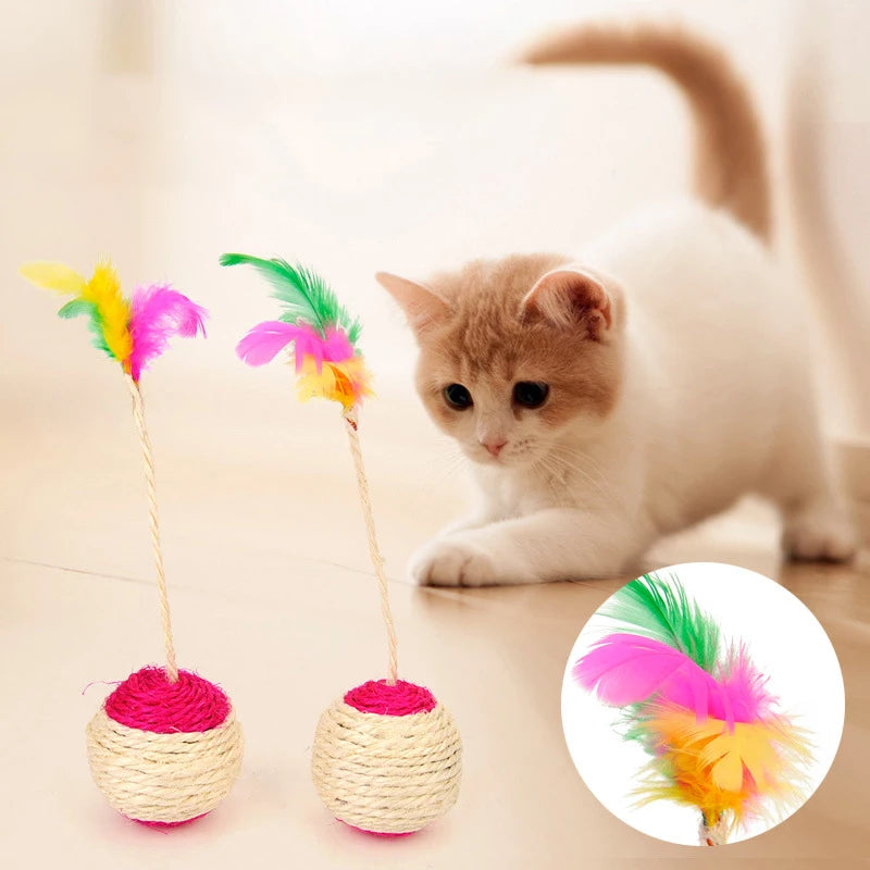Cat Coloured Feather Ball