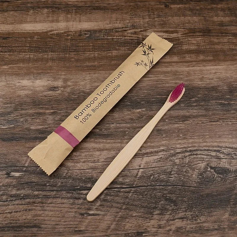 10Pcs Bamboo Colourful Toothbrush